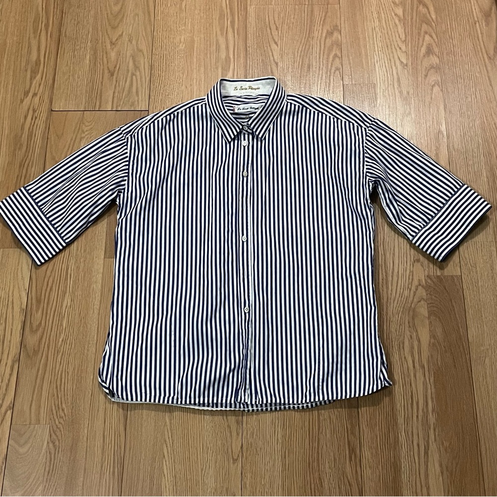 Classic Black and White Striped Button Down Shirt